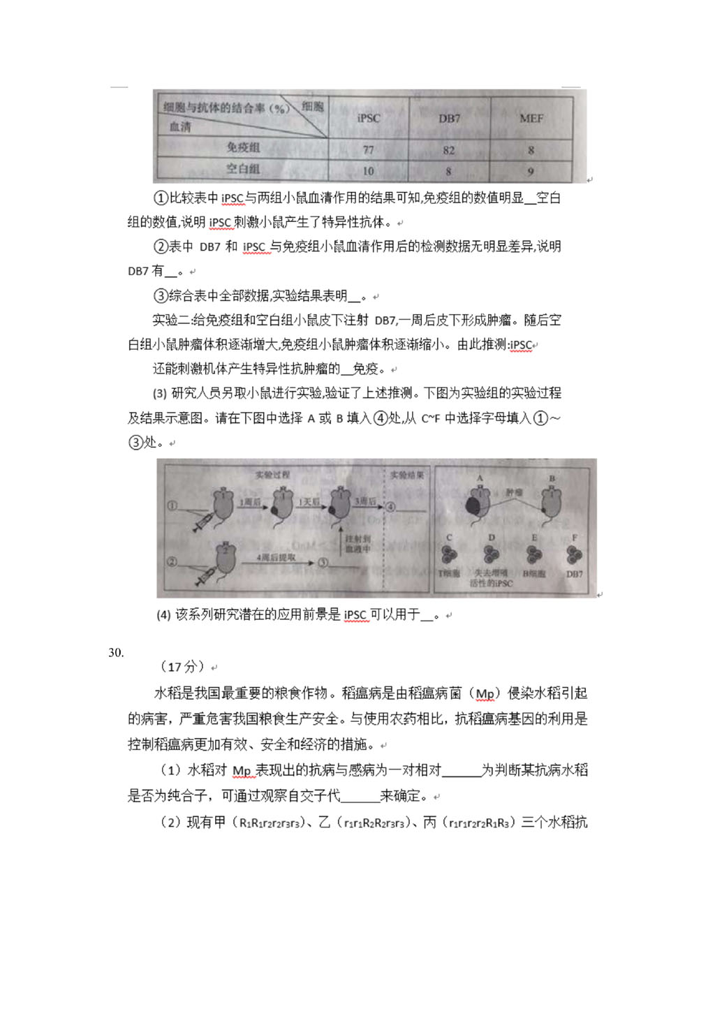 2018北京高考理科综合试卷
